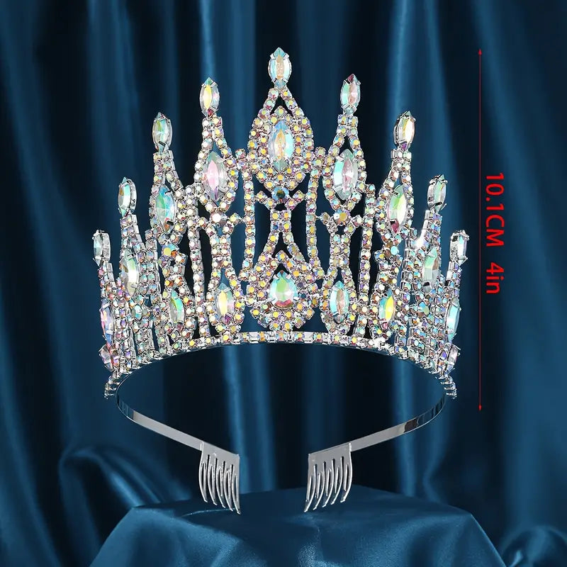 The Celestial Queen Pageant Tiara – Silver Crown with AB Rhinestones ...