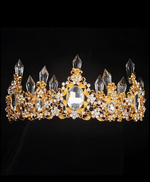 Load image into Gallery viewer, Golden Majesty Crown β Gold Tiara with Clear Spire Crystals