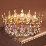 Load image into Gallery viewer, Bridal Headwear Gold-colour Luxurious Style Exquisite Ladies' Beauty Pageant Wedding Crown TS-0011-L (FACTORY)