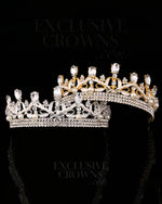 Load image into Gallery viewer, Rhinestone Queen Tiara Cross Pearls & Stones - Rhinestone Exclusive Crowns