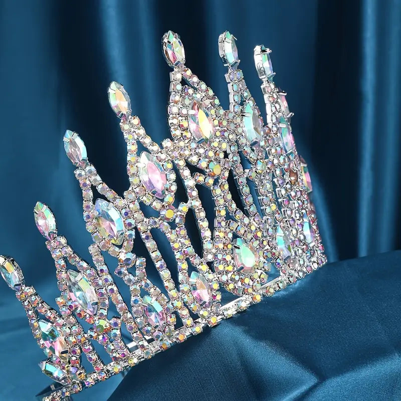 Iridescent Aurora Princess Crown – Stunning AB Stone Tiara for Pageants, Weddings & Special Events