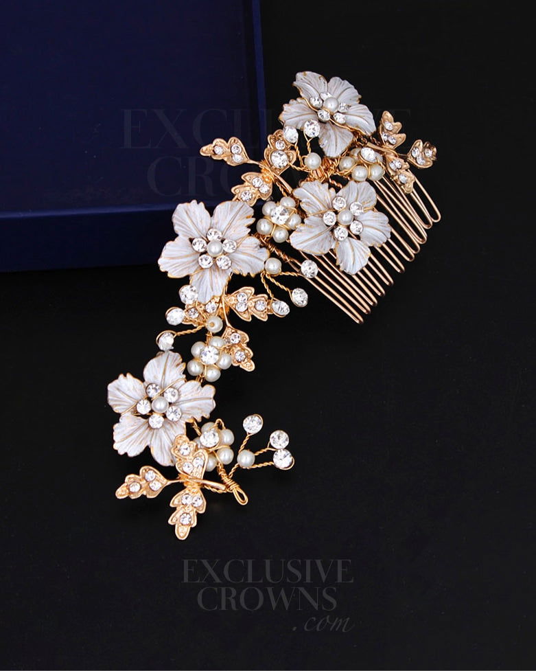 Abbey Floral Hair Comb - Exclusive Crowns