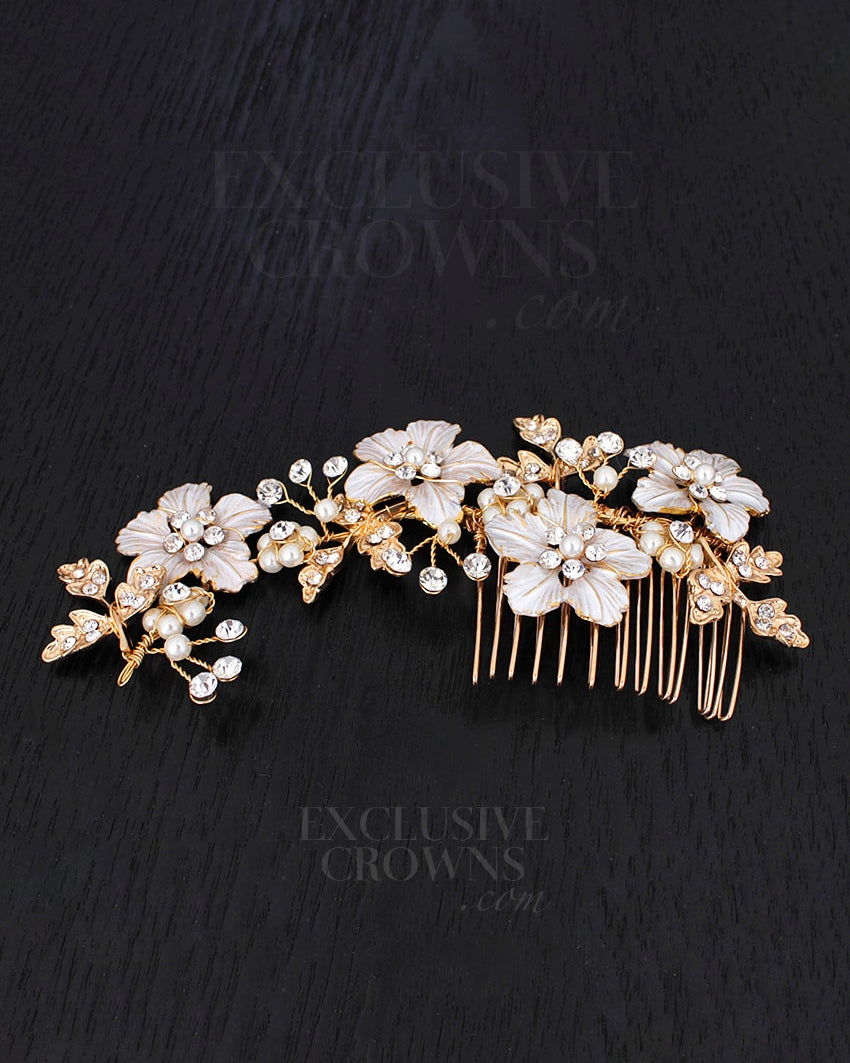 Abbey Floral Hair Comb - Exclusive Crowns