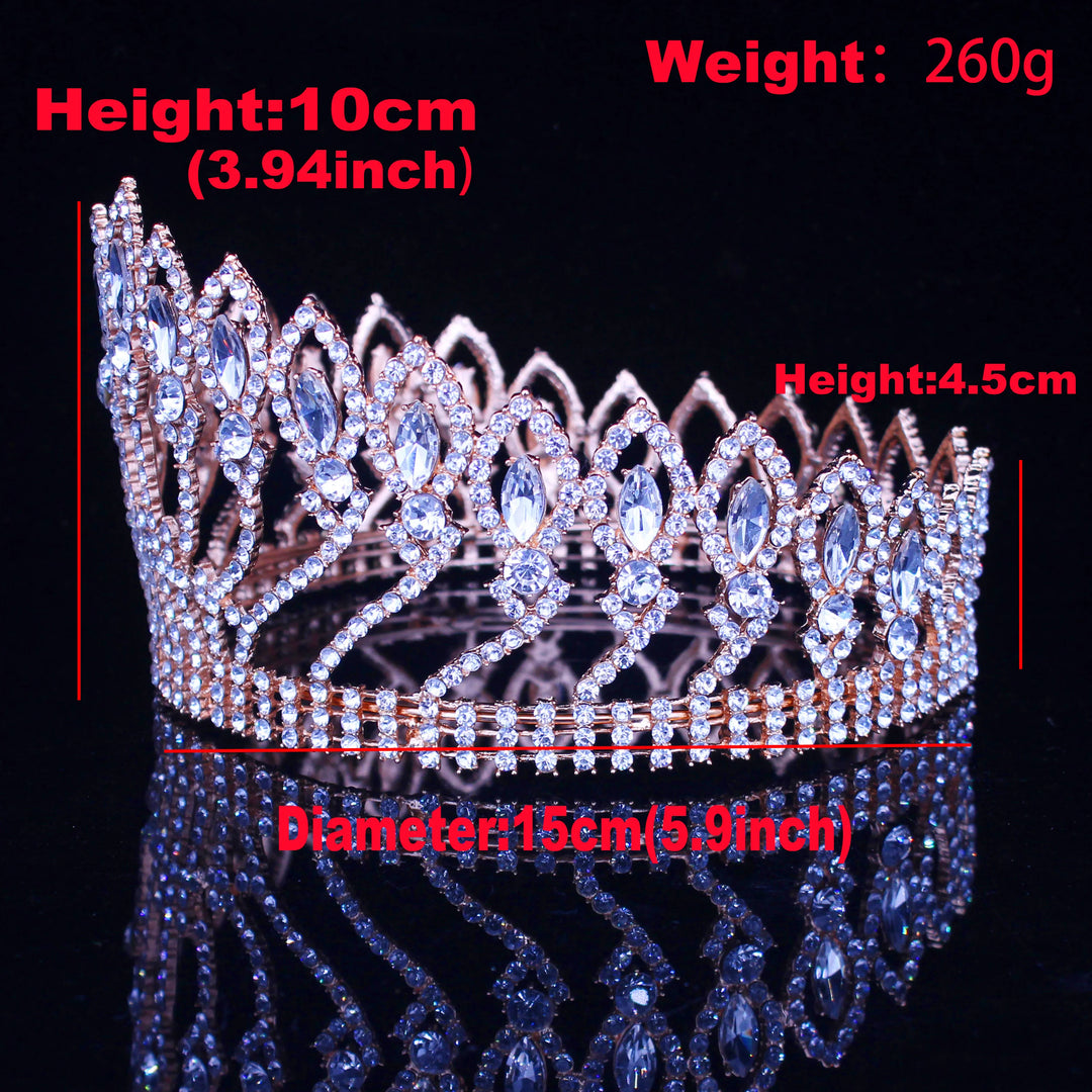 Crystal Queen Wedding Tiara Crown Bridal Pageant Hair Ornaments Baroque Diadem Headpiece Women Bride Head Jewelry Accessories EX