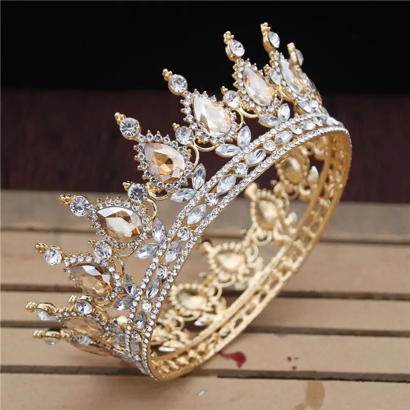 Crystal Vintage Royal Queen King Tiaras and Crowns Men/Women Pageant Prom Diadem Hair Ornaments Wedding Hair Jewelry Accessories EX