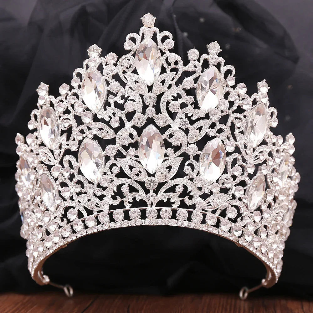 Luxury High Quality Royal Queen Wedding Crown for Women Large Crystal Banquet Tiara Party Costume Hair Jewelry Accessories EX