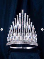 Load image into Gallery viewer, Penelope Series Fully Round Rhinestone Crown Aurora Borealis 8&quot;
