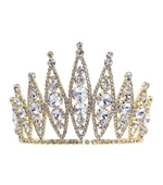 Load image into Gallery viewer, The Sovereign Gold Pageant Crown – 4-Inch Gold Tiara with Clear Crystals
