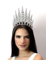 Load image into Gallery viewer, The Severeigh Grand Empress Crown – 7-Inch Silver Tiara with Clear Crystals
