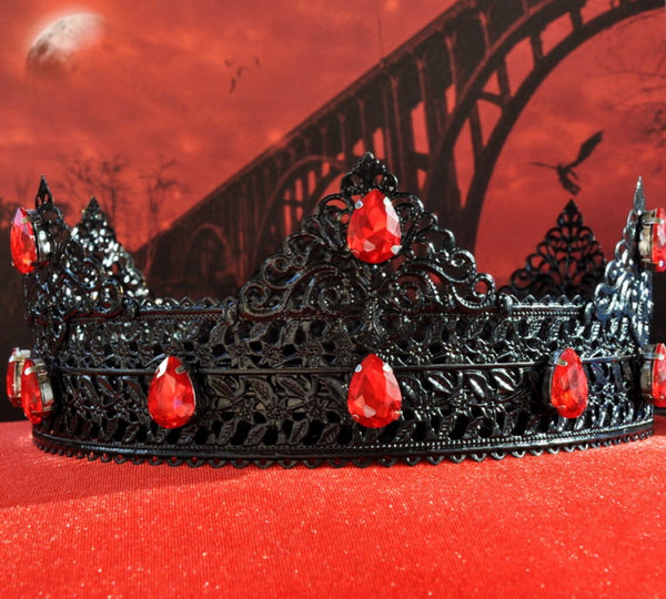 Black Red Crown Black Crown Gothic Crown Mens Crown Tiara Black Mens Crown King Crown Male Crown Goth Black Gothic Crown Fantasy Cosplay