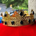 Load image into Gallery viewer, King Crown, Male Crown, Men&#39;s Crown, Crowns and Tiaras, Gold, Medieval, Head Accessories, Custom Crown, Royal, Baroque Crown, Sapphire crown
