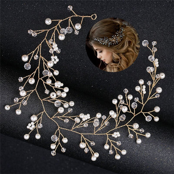 Simulated Pearl Bride Wedding Headpieces Hair Jewelry Crystal Headband