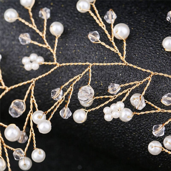 Simulated Pearl Bride Wedding Headpieces Hair Jewelry Crystal Headband
