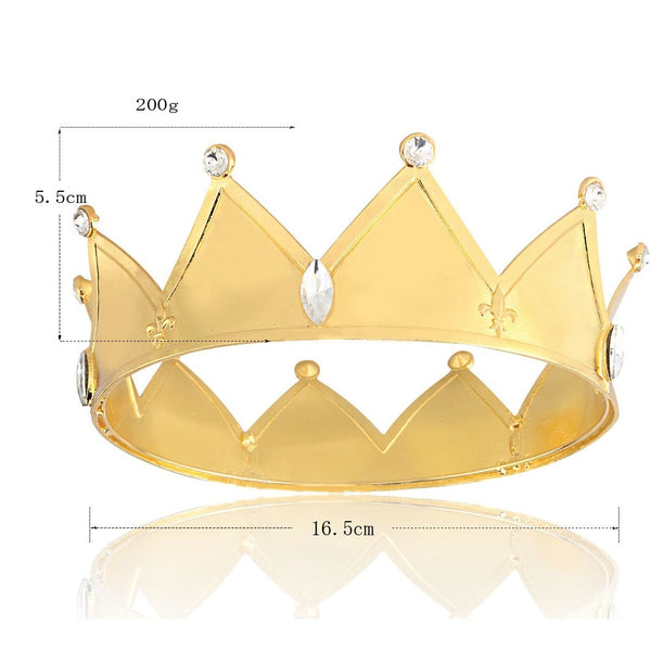 Baroque Gold Color Tiaras Vintage Royal King Crown Prince Hair Accessories Men And Women Birthday Crown