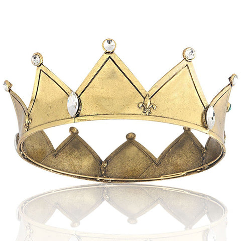 Baroque Gold Color Tiaras Vintage Royal King Crown Prince Hair Accessories Men And Women Birthday Crown