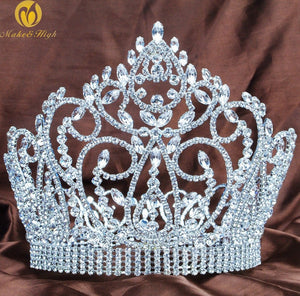 Fantastic 7" Full Round Tiara Crown Headpiece Clear Crystal Rhinestone Wedding (Wholesale)