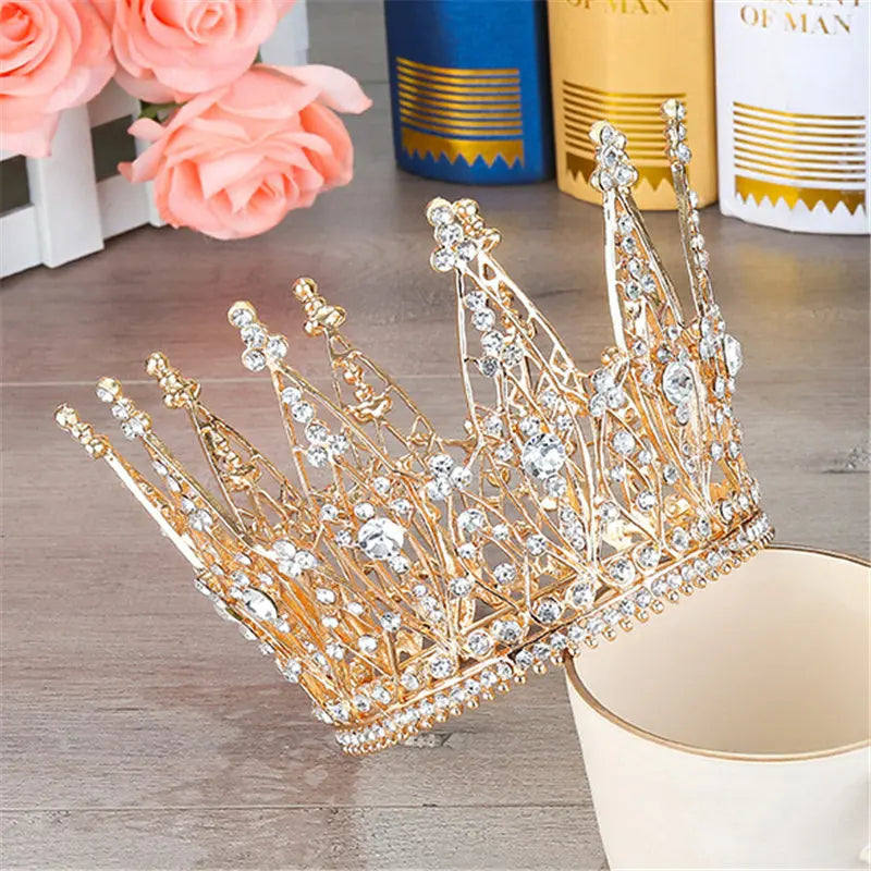 Fashion Pageant Bride Tiara Rhinestone Crown hair accessories Wedding hair jewelry Show dress Headdress Queen Diadem Prom