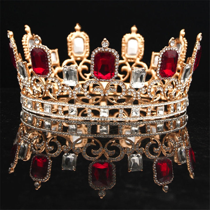 Vintage Baroque Blue Crystal Big Crown Ornament King (FACTORY)