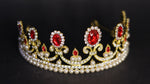 Load image into Gallery viewer, Luxury Gorgeous Gold Tiara Red Rhinestone Pearl Metal, Red Stones - Rhinestone Exclusive Crowns
