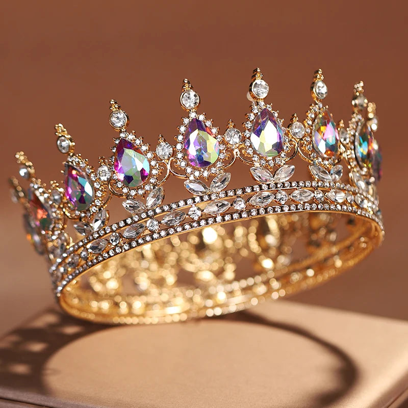 Bridal Headwear Gold-colour Luxurious Style Exquisite Ladies' Beauty Pageant Wedding Crown TS-0011-L (FACTORY)