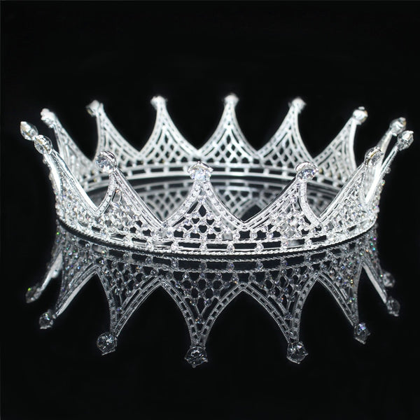 Vintage Crystal Crown King Queen Wedding Tiara Pageant Prom Headpiece Men Hair Ornaments
