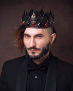 Load image into Gallery viewer, Black Red King Gothic Crown Garnet - Exclusive Crowns
