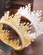 Load image into Gallery viewer, Eli Queen Crown Full Diamond Pearl Filigree Tiara - Exclusive Crowns
