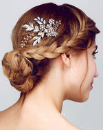 Load image into Gallery viewer, Kira Blush Floral Headpiece Comb Gold - Rhinestone Exclusive Crowns
