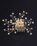 Load image into Gallery viewer, Maddie Bridal Hair Comb Gold - Rhinestone Exclusive Crowns
