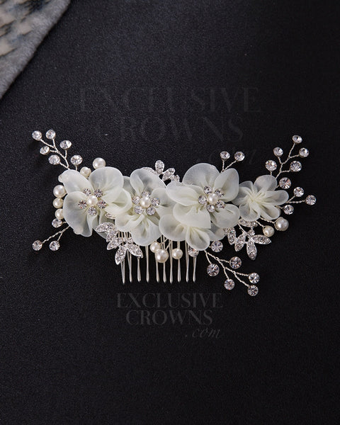 Anastasia Floral Hair Comb - Rhinestone Exclusive Crowns