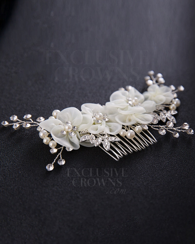 Anastasia Floral Hair Comb - Rhinestone Exclusive Crowns