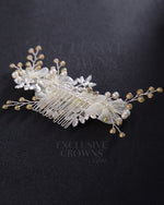 Load image into Gallery viewer, Anastasia Floral Hair Comb - Rhinestone Exclusive Crowns
