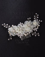 Load image into Gallery viewer, Anastasia Floral Hair Comb - Rhinestone Exclusive Crowns
