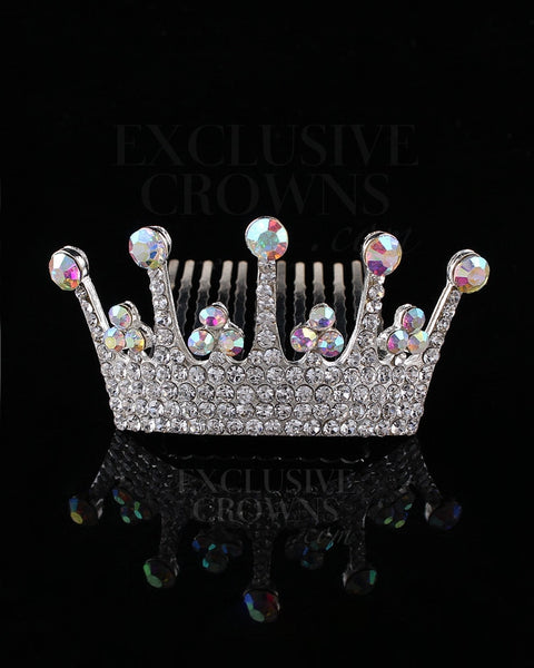 Crown Aurora Borealis Hair Comb - Rhinestone Exclusive Crowns