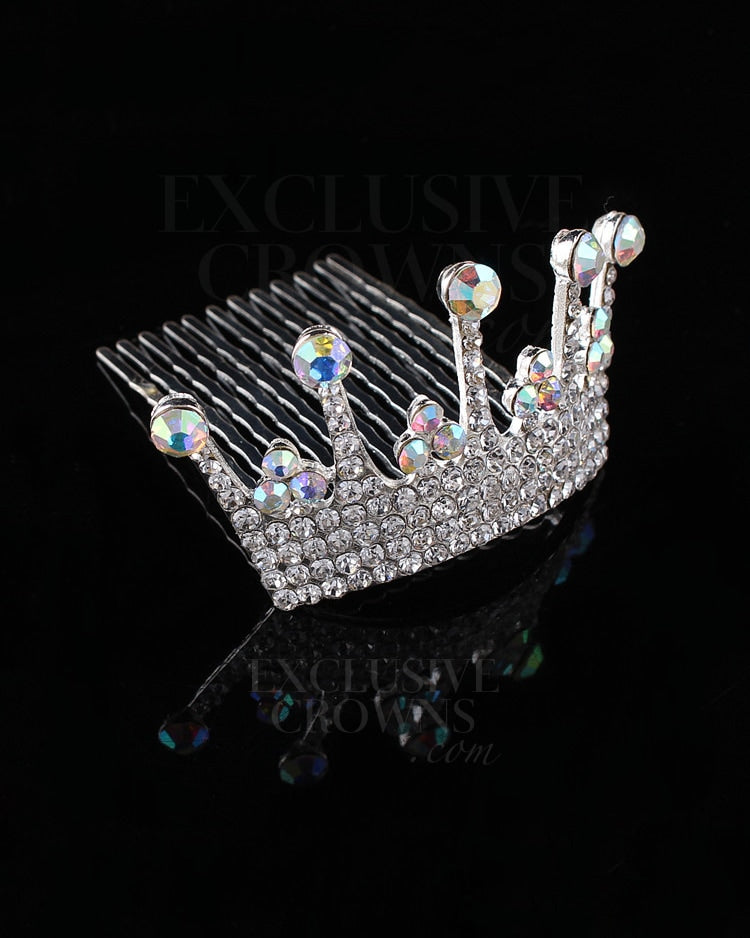 Crown Aurora Borealis Hair Comb - Rhinestone Exclusive Crowns