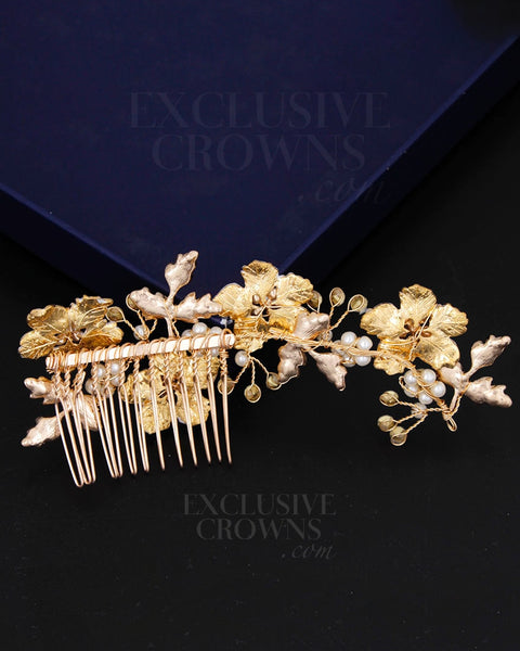 Abbey Floral Hair Comb - Rhinestone Exclusive Crowns