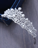 Load image into Gallery viewer, Dana Pearls &amp; Hearts Wedding Tiara - Rhinestone Exclusive Crowns
