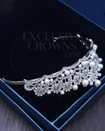 Load image into Gallery viewer, Dana Pearls &amp; Hearts Wedding Tiara - Rhinestone Exclusive Crowns
