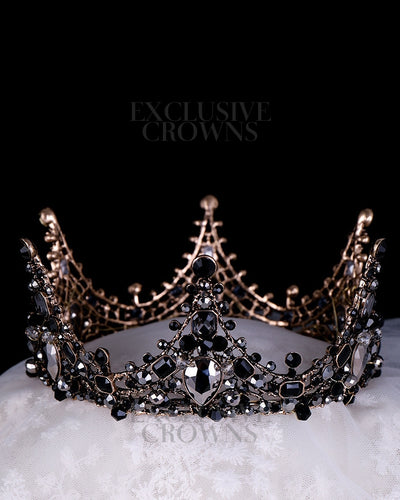 Vintage Black Crystal Tiara Crown - Rhinestone Exclusive Crowns