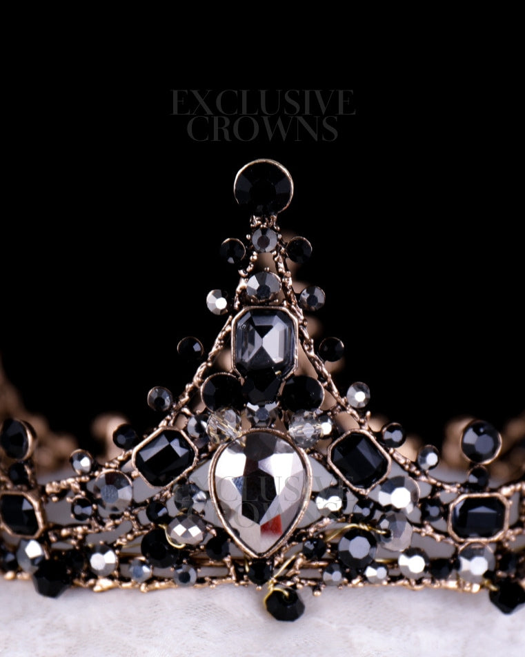 Vintage Black Crystal Tiara Crown - Rhinestone Exclusive Crowns