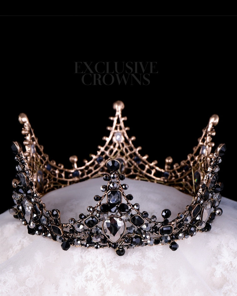 Vintage Black Crystal Tiara Crown - Rhinestone Exclusive Crowns