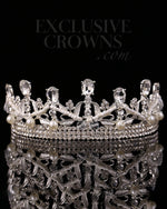 Load image into Gallery viewer, Rhinestone Queen Tiara Cross Pearls &amp; Stones - Rhinestone Exclusive Crowns
