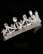 Load image into Gallery viewer, Rhinestone Queen Tiara Cross Pearls &amp; Stones - Rhinestone Exclusive Crowns
