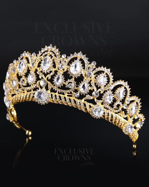 Ava Floral Rhinestone Tiara - Rhinestone Exclusive Crowns