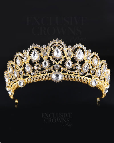 Ava Floral Rhinestone Tiara - Rhinestone Exclusive Crowns