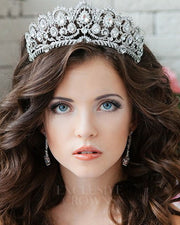 Ava Floral Rhinestone Tiara - Rhinestone Exclusive Crowns