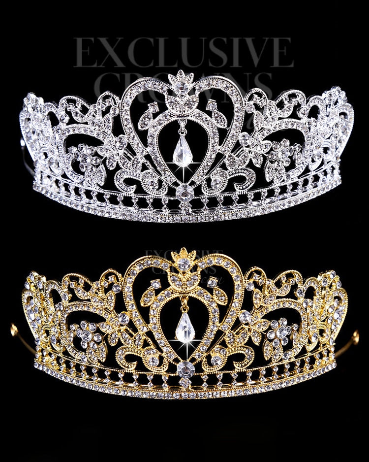 Bridal Rhinestone Tiara Love Gold & Silver - Rhinestone Exclusive Crowns