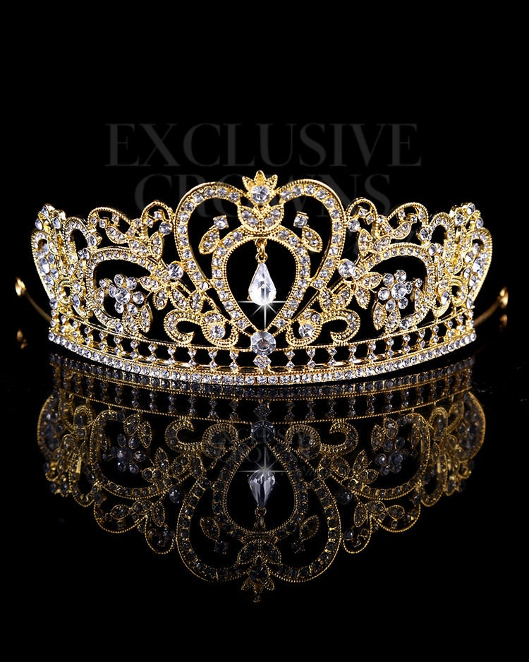 Bridal Rhinestone Tiara Love Gold & Silver - Rhinestone Exclusive Crowns