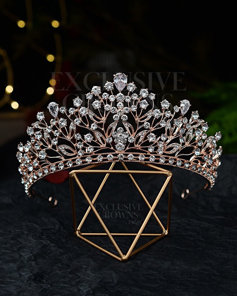 Floral Wedding Tiara - Rhinestone Exclusive Crowns