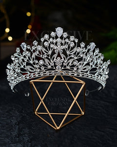 Floral Wedding Tiara - Rhinestone Exclusive Crowns